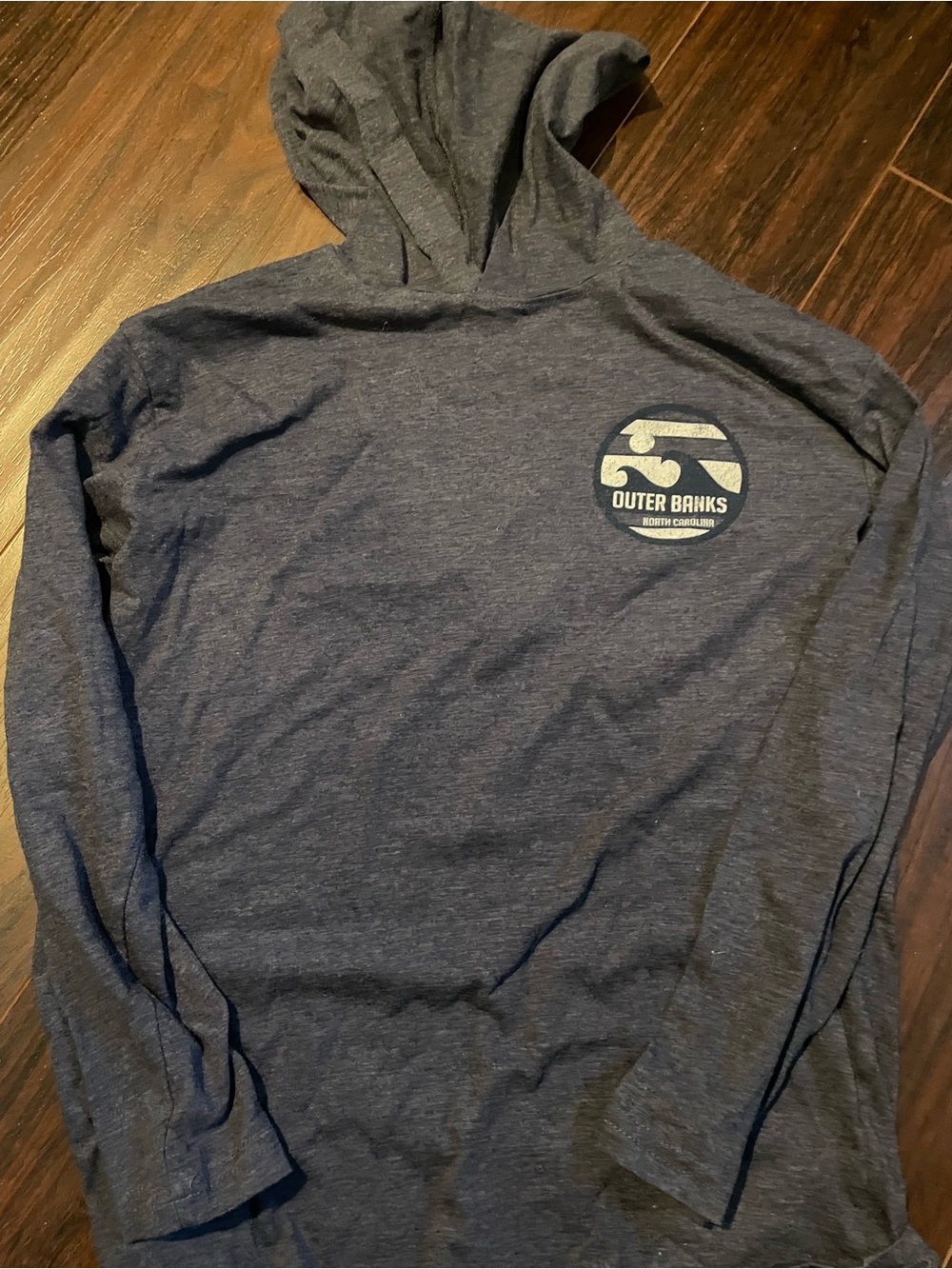 Boys Hooded Long-Sleeve Shirt - Dark Heather Blue Outer Banks